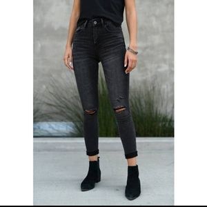 Black distressed jeans